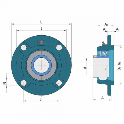 Подшипниковый узел LEG 206-2F FKL