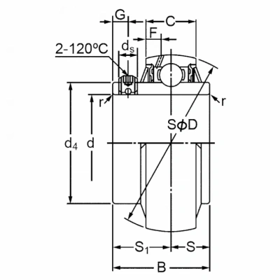 Корпусный подшипник UC 213 HELVI