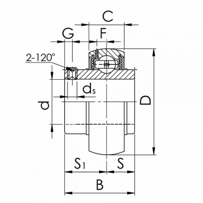 Корпусный подшипник UC 207-23 CRAFT